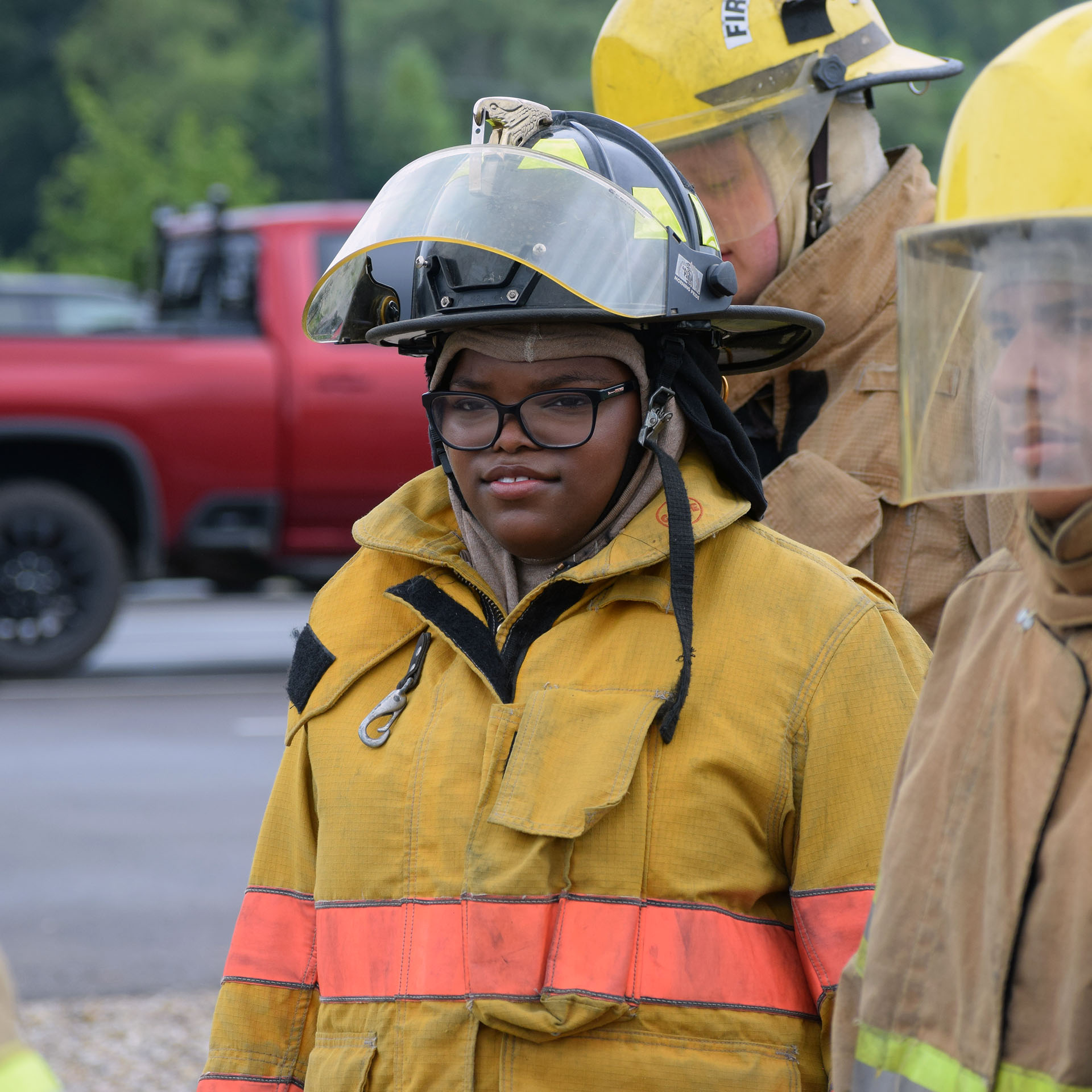 Amari Gaston of Dowagiac in turnout gear