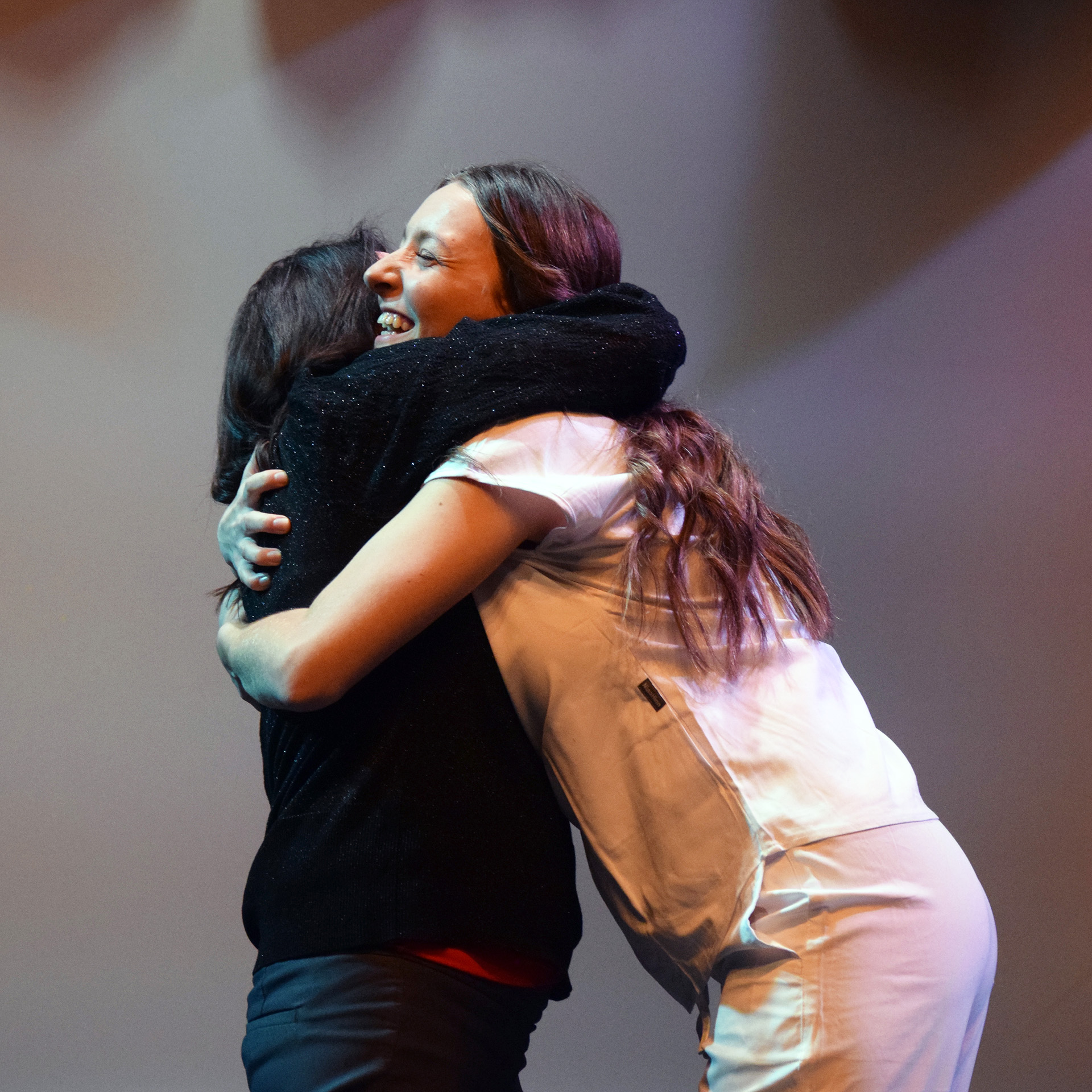 Dean Melissa Kennedy hugs Abby Ickes
