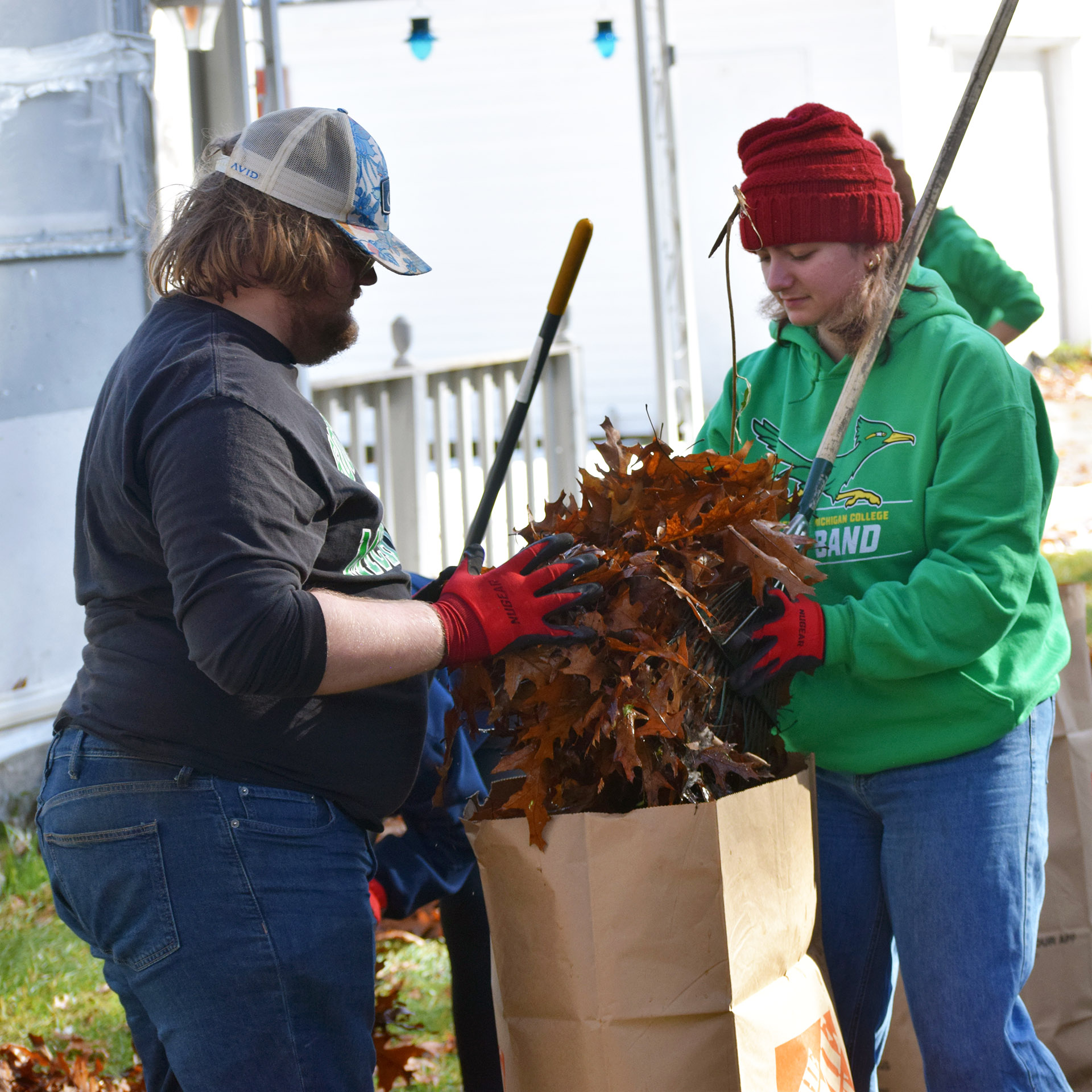 Justin Hemenway and Adalyne Wiley bag leaves